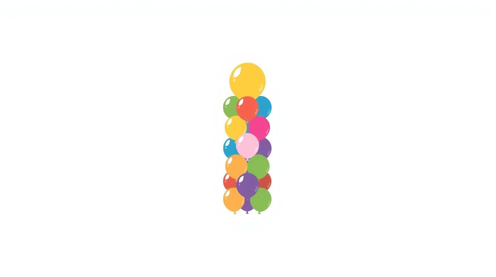 A column of colorful balloons shaped like the letter 