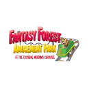 Fantasy Forest Amusement Park logo with roller coaster and tiger in cart.