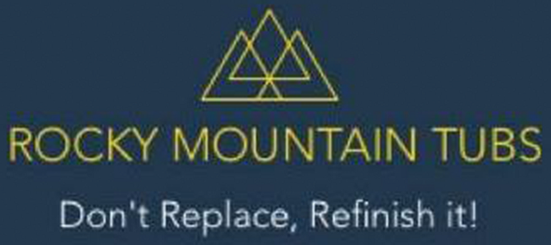 Rocky Mountain Tubs logo with gold mountain icon and tagline, “Don’t Replace, Refinish it!”