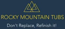 Rocky Mountain Tubs logo with gold mountain icon and tagline, “Don’t Replace, Refinish it!”