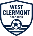 West Clermont Soccer shield logo in navy blue and white with a soccer ball at the bottom