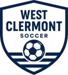 West Clermont Soccer shield logo in navy blue and white with a soccer ball at the bottom
