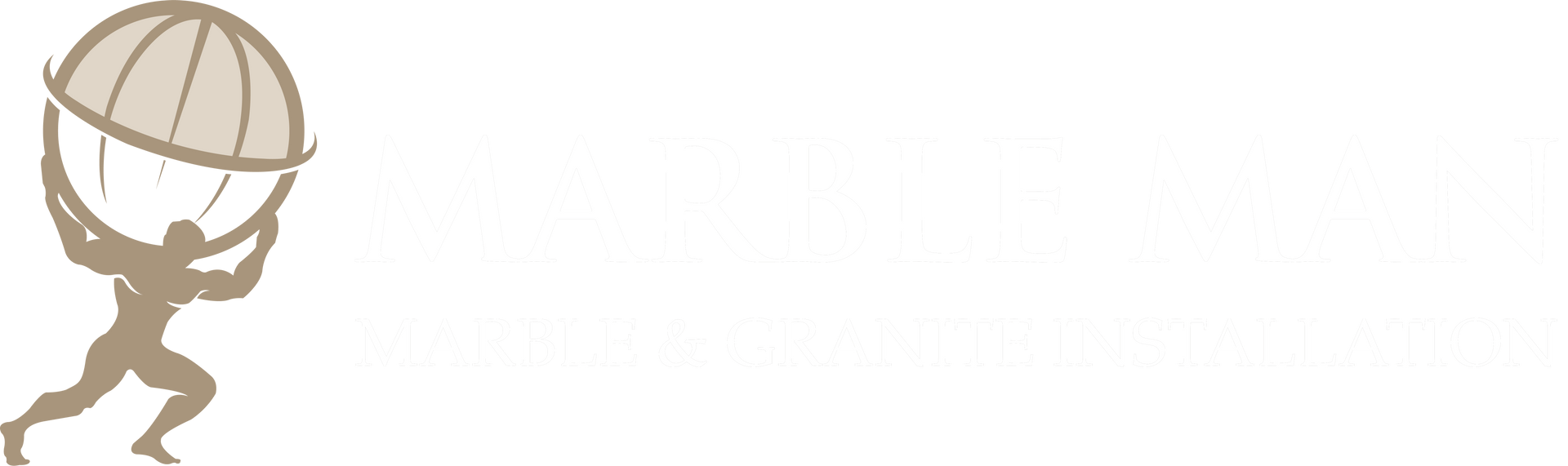 Marble Man Corporation Silhouette of a man holding a dome. Company logo.