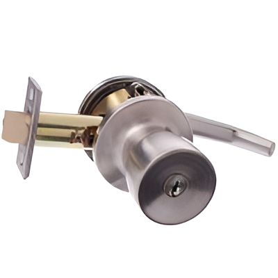 A Stainless Steel Door Knob With a Key in It — Darwin Lock & Key In Coolalinga, NT