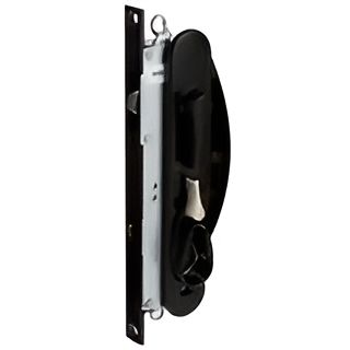 A Black Sliding Glass Door Lock With a White Handle on a White Background — Darwin Lock & Key In Coconut Grove, NT