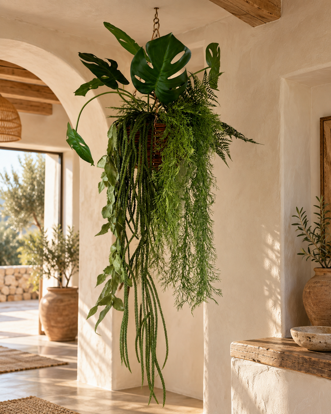 Hanging plant in basket / combination