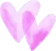 Three overlapping pastel pink watercolor hearts on a white background