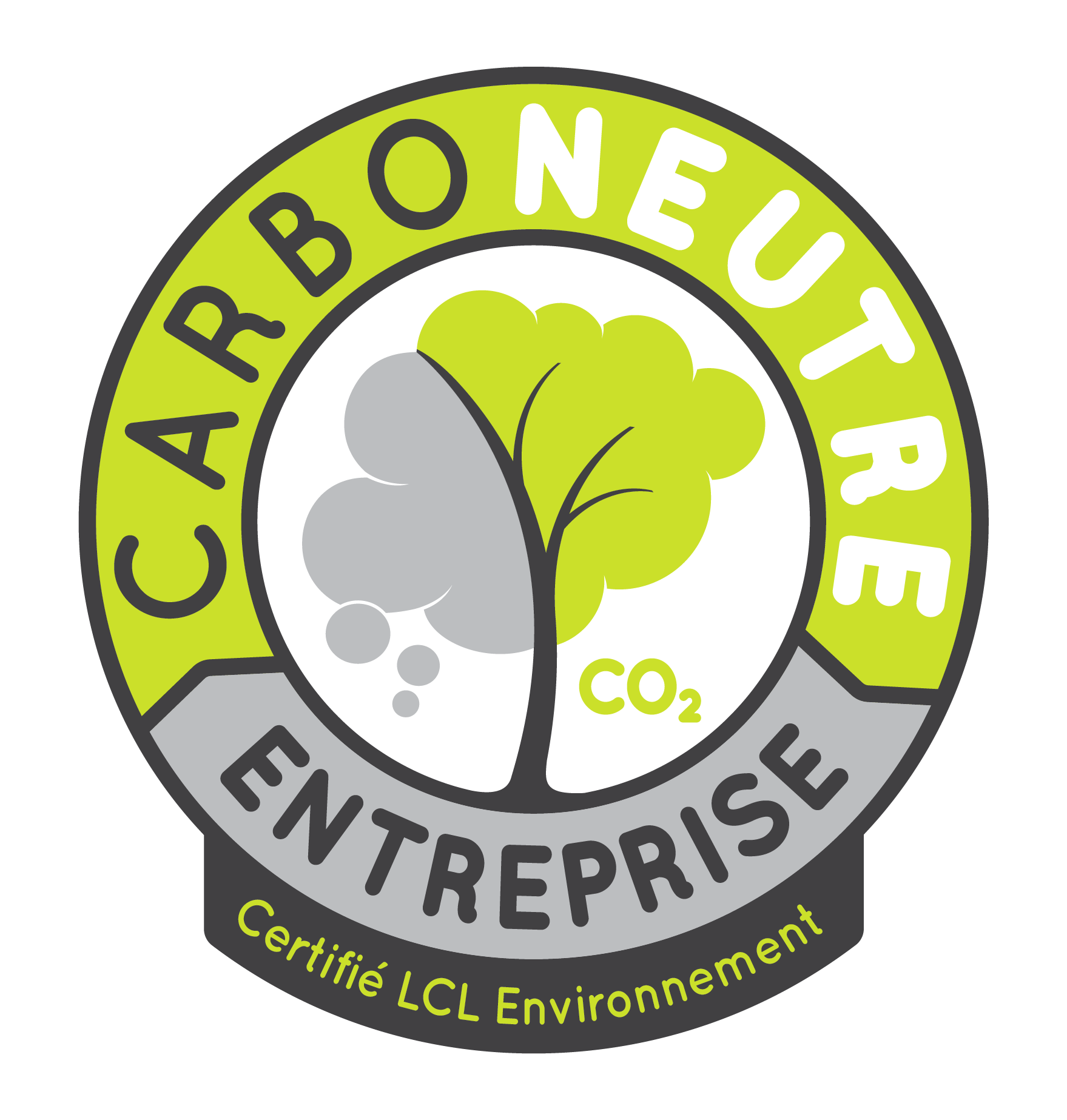 A circular logo with the text 
