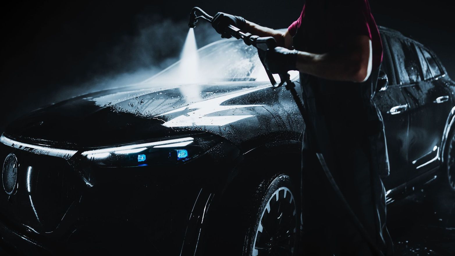 modern black electric suv led headlights