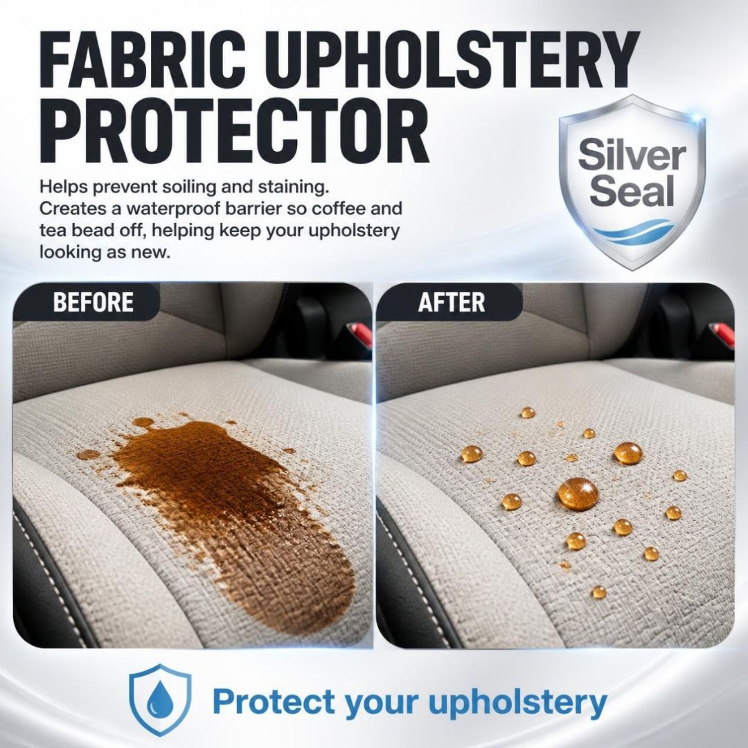 Fabric Upholstery Protector Prevents Stains Car Fabric Upholstery Protector, Interior Valet, Detailing, AutoSmart Silver Seal, Gillingham & Shaftesbury, Blackmore Vale Valeting, Mobile Valeting, North Dorset