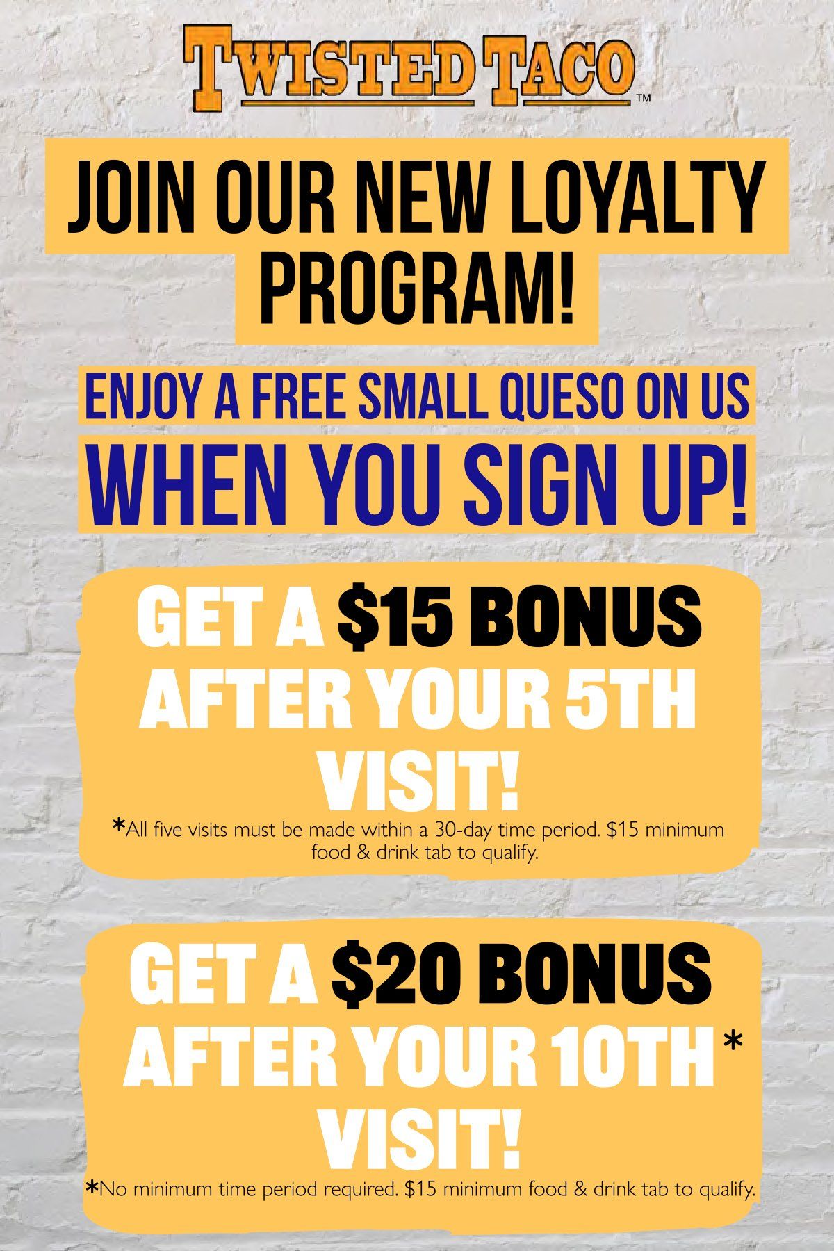A sign that says join our new loyalty program