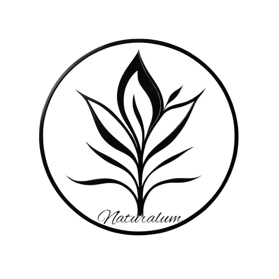 Zwart-wit logo: gestileerde plant in een cirkel; met de tekst