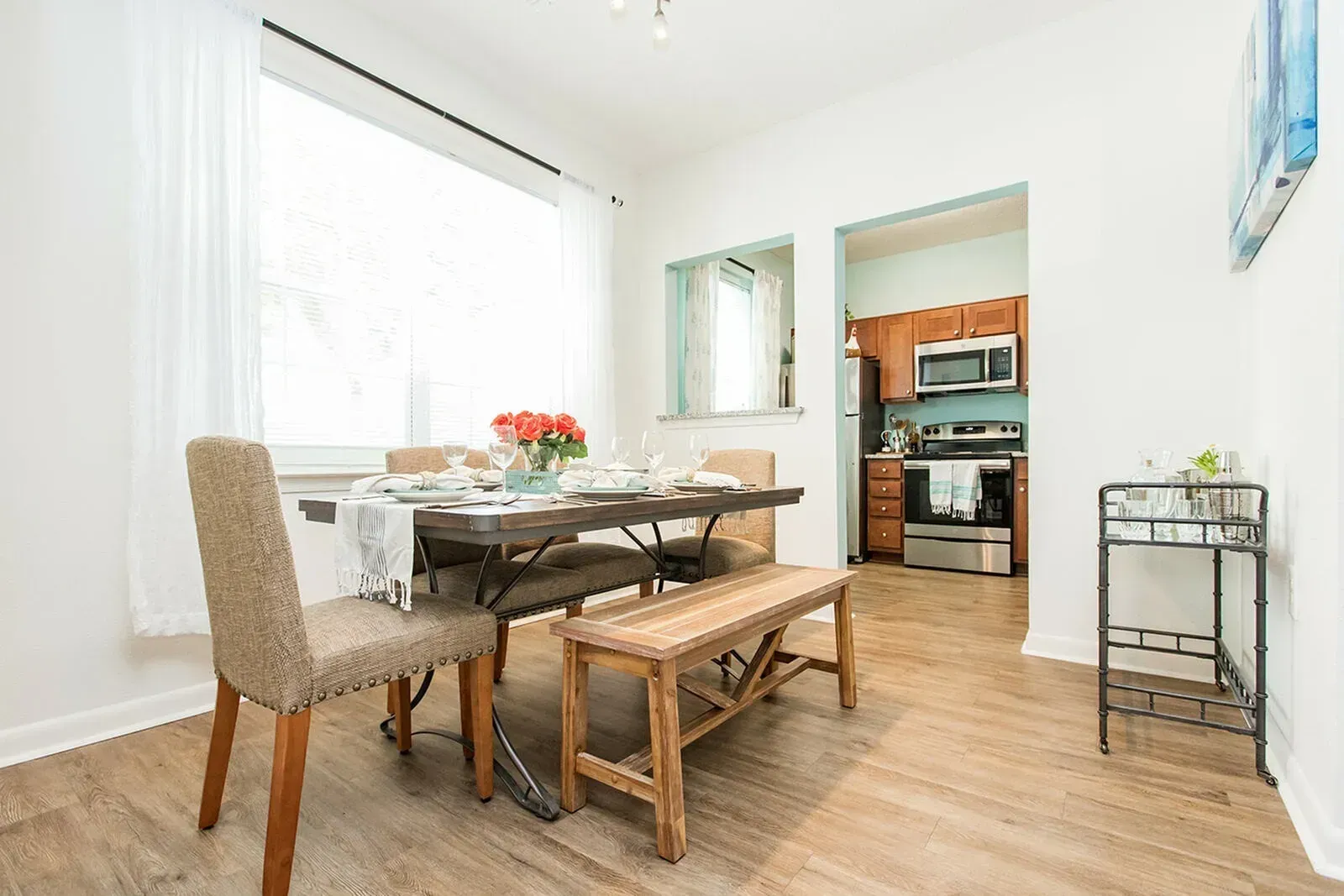 Riverscape at Piney Orchard apartment dining room.
