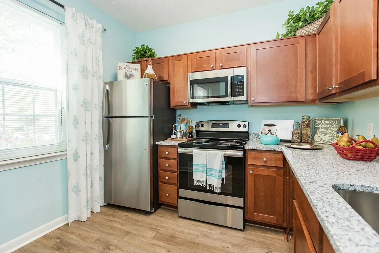 Riverscape at Piney Orchard apartment kitchen.