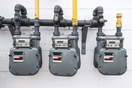Ted & Bros Plumbing | gas meter is sitting on the side of a house