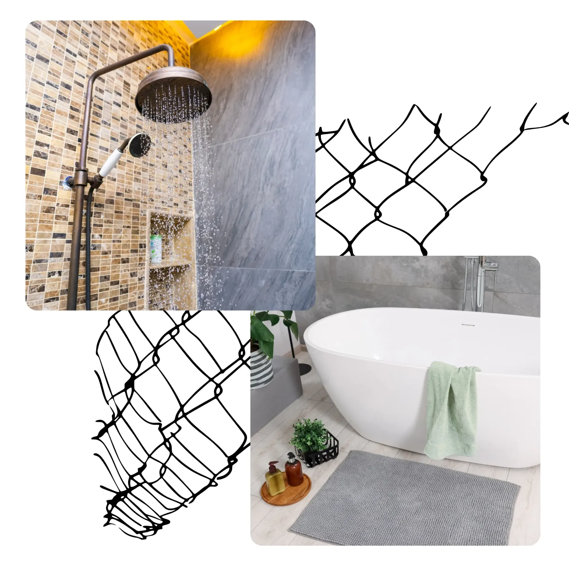 Ted & Bros Plumbing | collage of pictures of a bathroom including a shower and a bathtub
