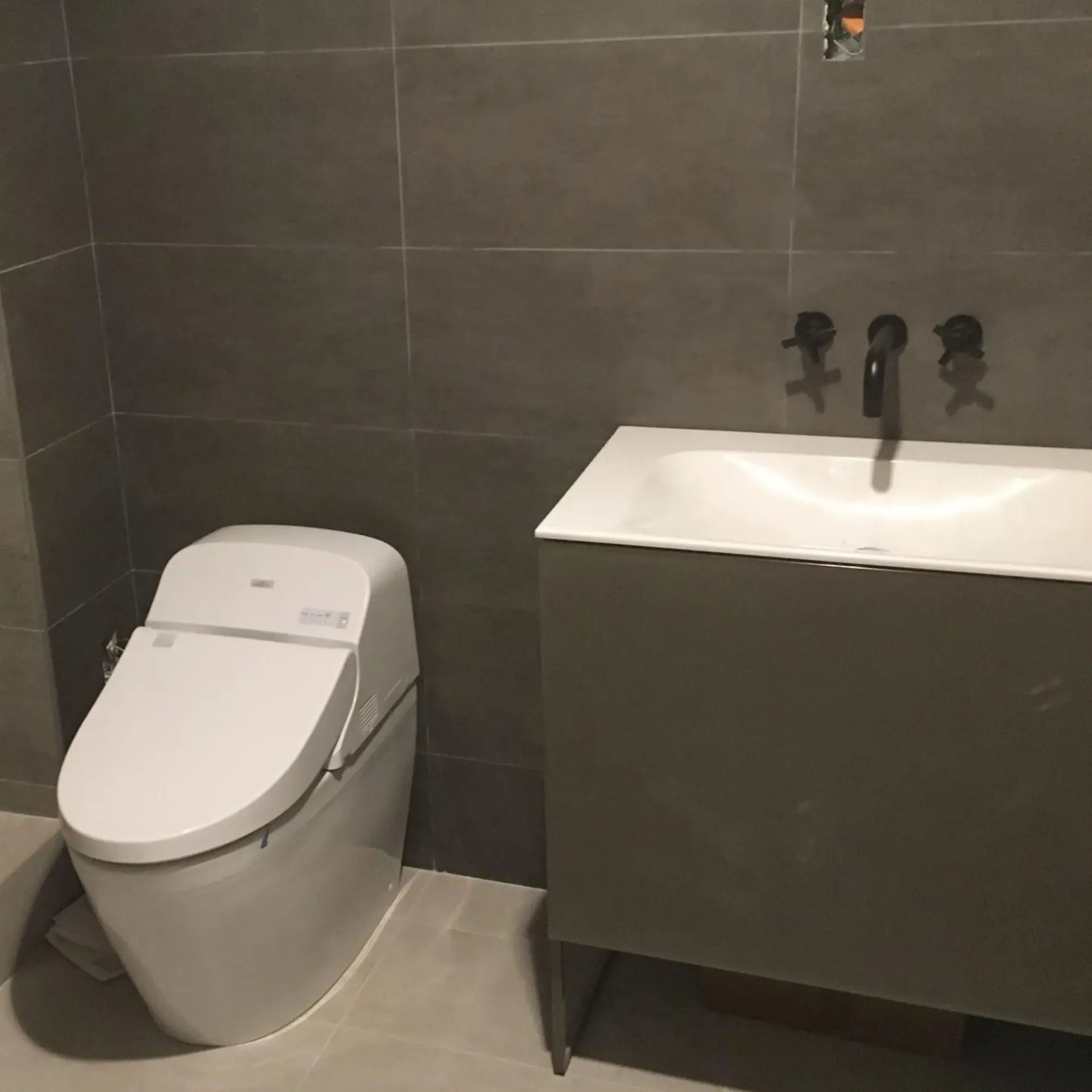 Ted & Bros Plumbing | bathroom with a toilet and a sink in it