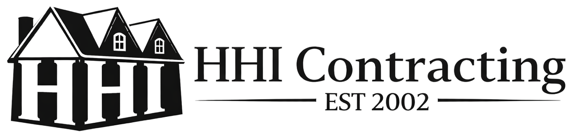 HHI Contracting logo with stylized house and “EST 2002” text