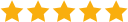 Five gold stars in a row on a white background