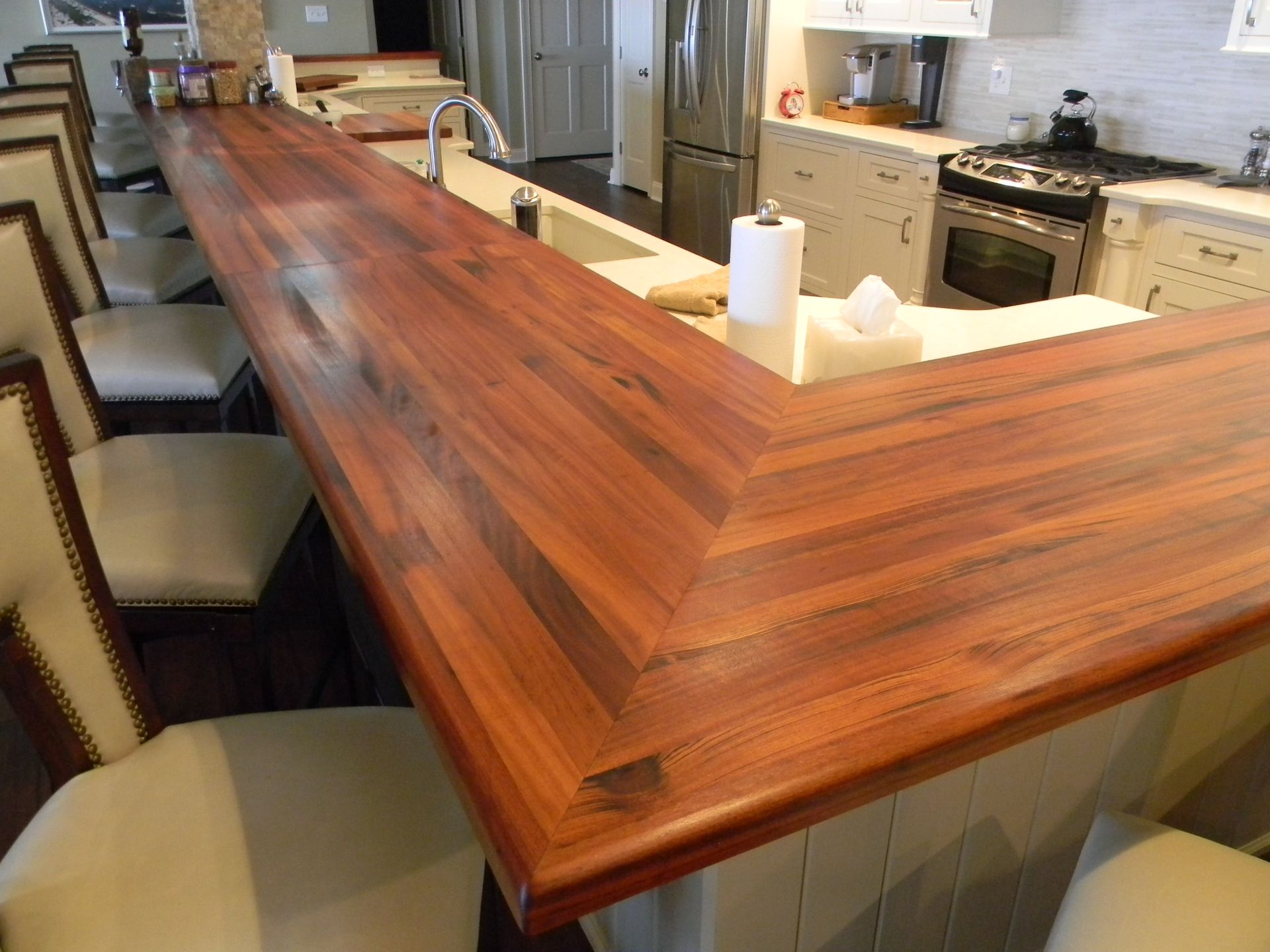 Tigerwood Edge Grain Raised Bar - Southside Woodshop