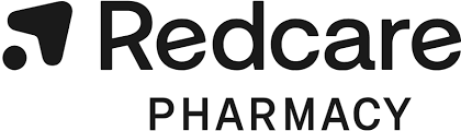 Redcare Pharmacy logo: Black text and icon on white background.
