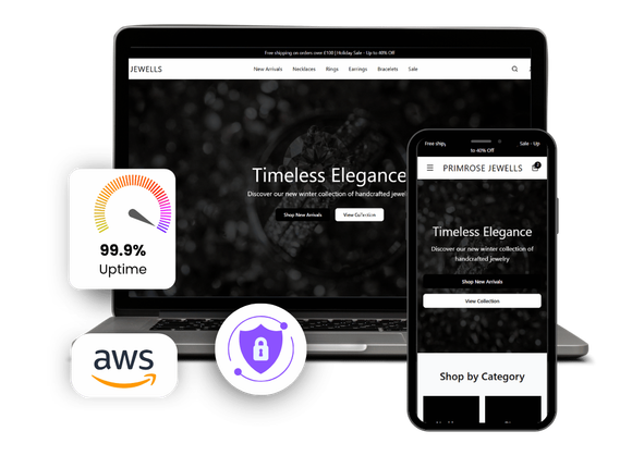 Logos of Klarna, AWS, and other business services are included.