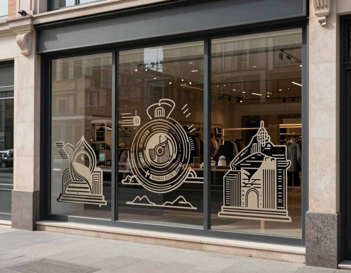 Window graphics on retail storefront