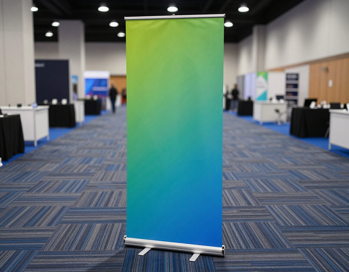Retractable banner at trade show