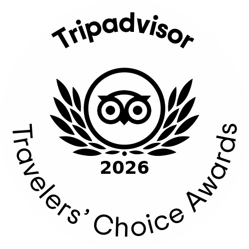 Tripadvisor Travelers’ Choice Awards 2024 black logo with laurel wreath and owl icon
