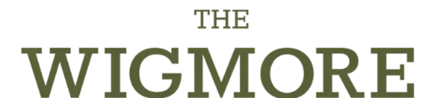 The Wigmore restaurant logo in olive green text on a white background
