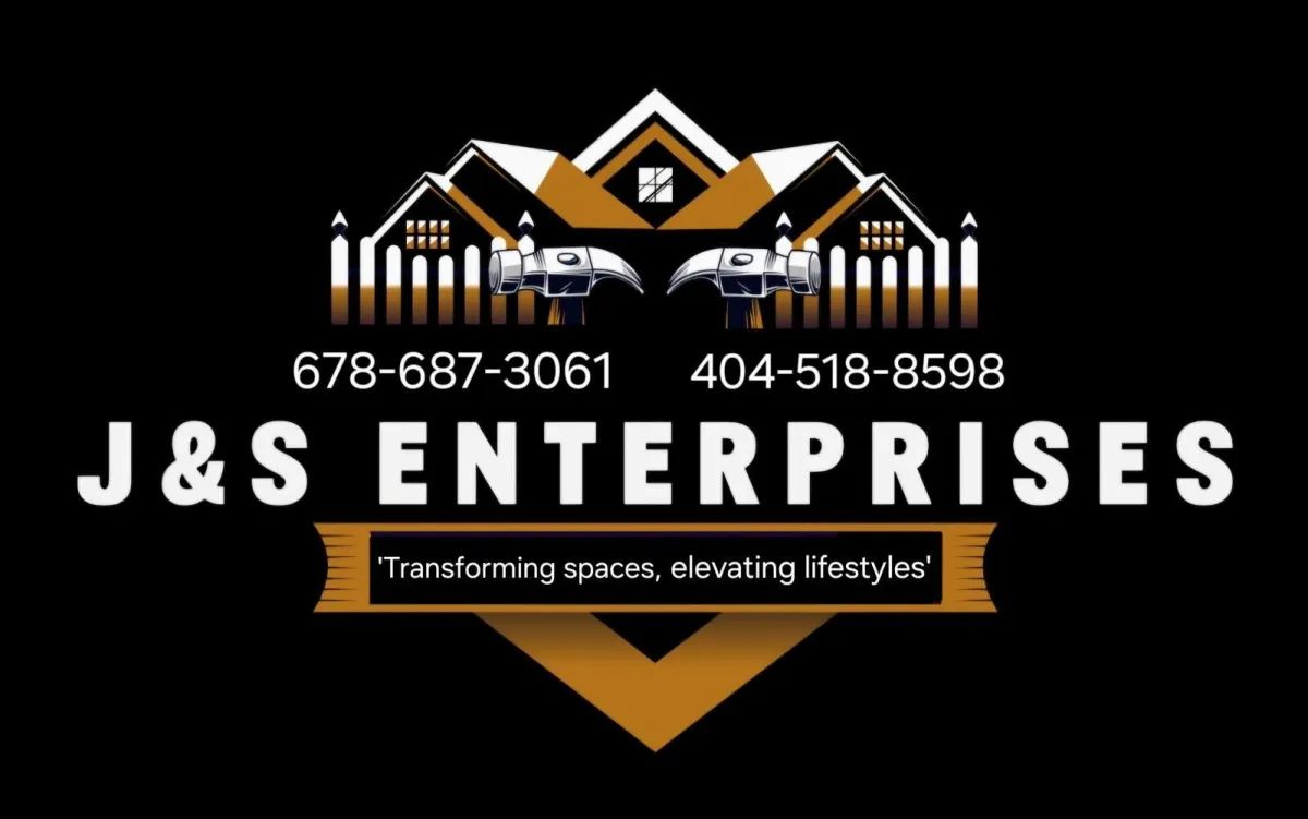 A logo for j & s enterprises with a phone number