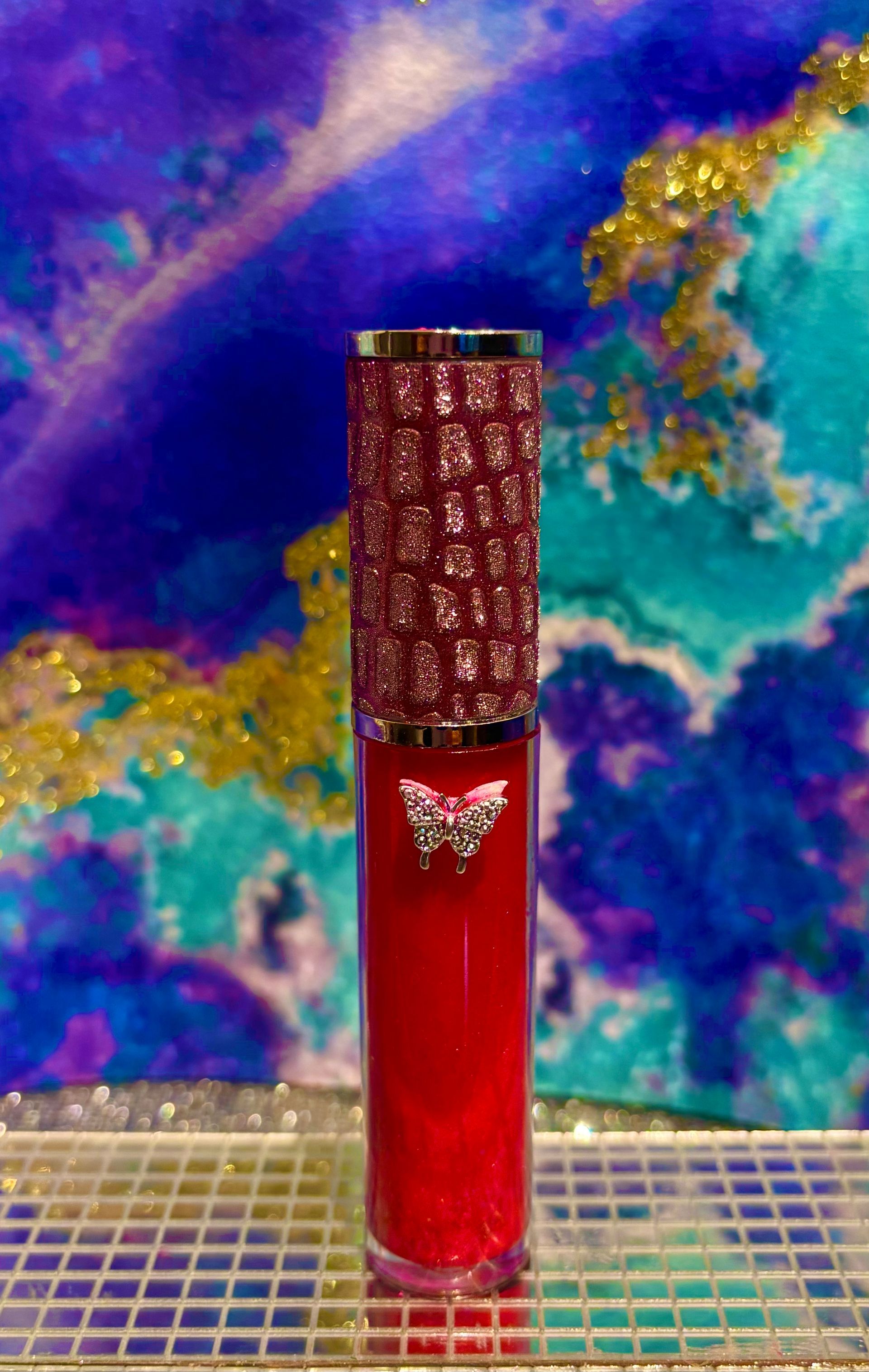 Lip Gloss  Stain Extended Wear Vegan, Parban Free, all Natural Ingredients  Velvet Diva Red Vitamin Enriched