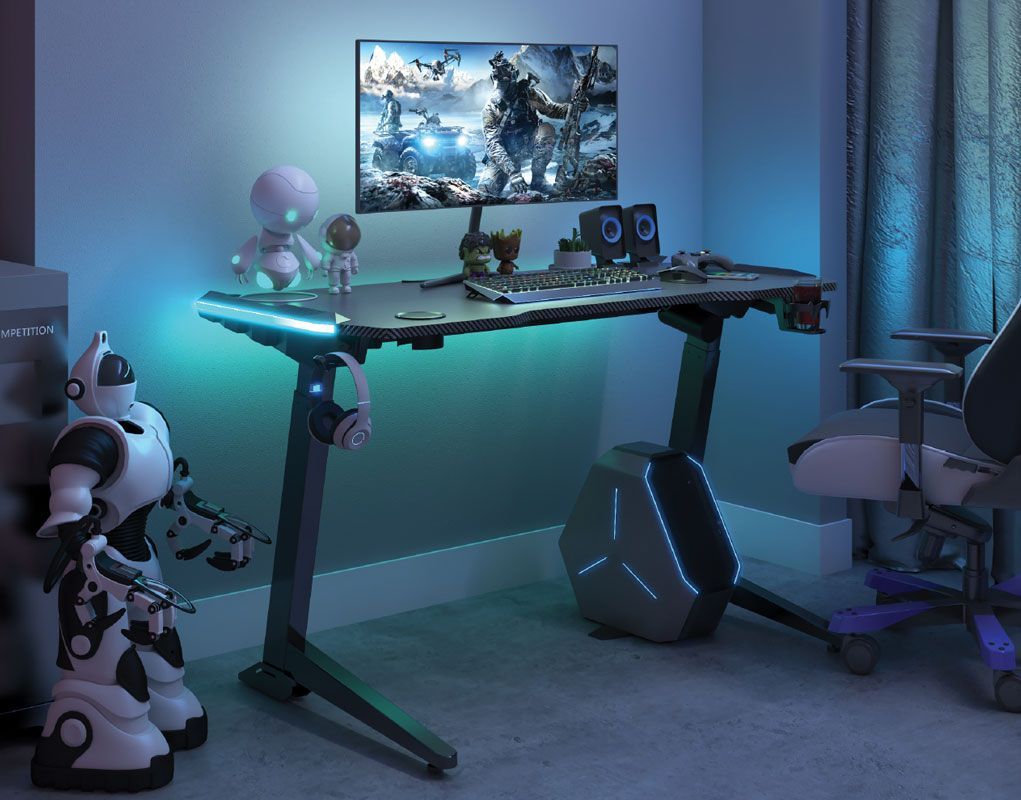 ambiente gamer com mesa ajustável
