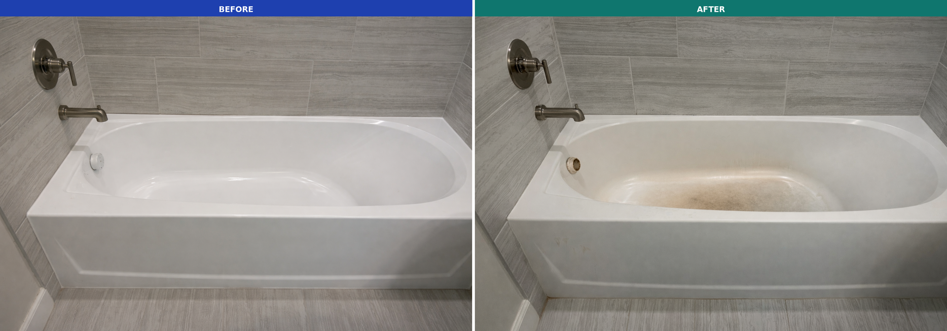 Bathtub before and after refinishing