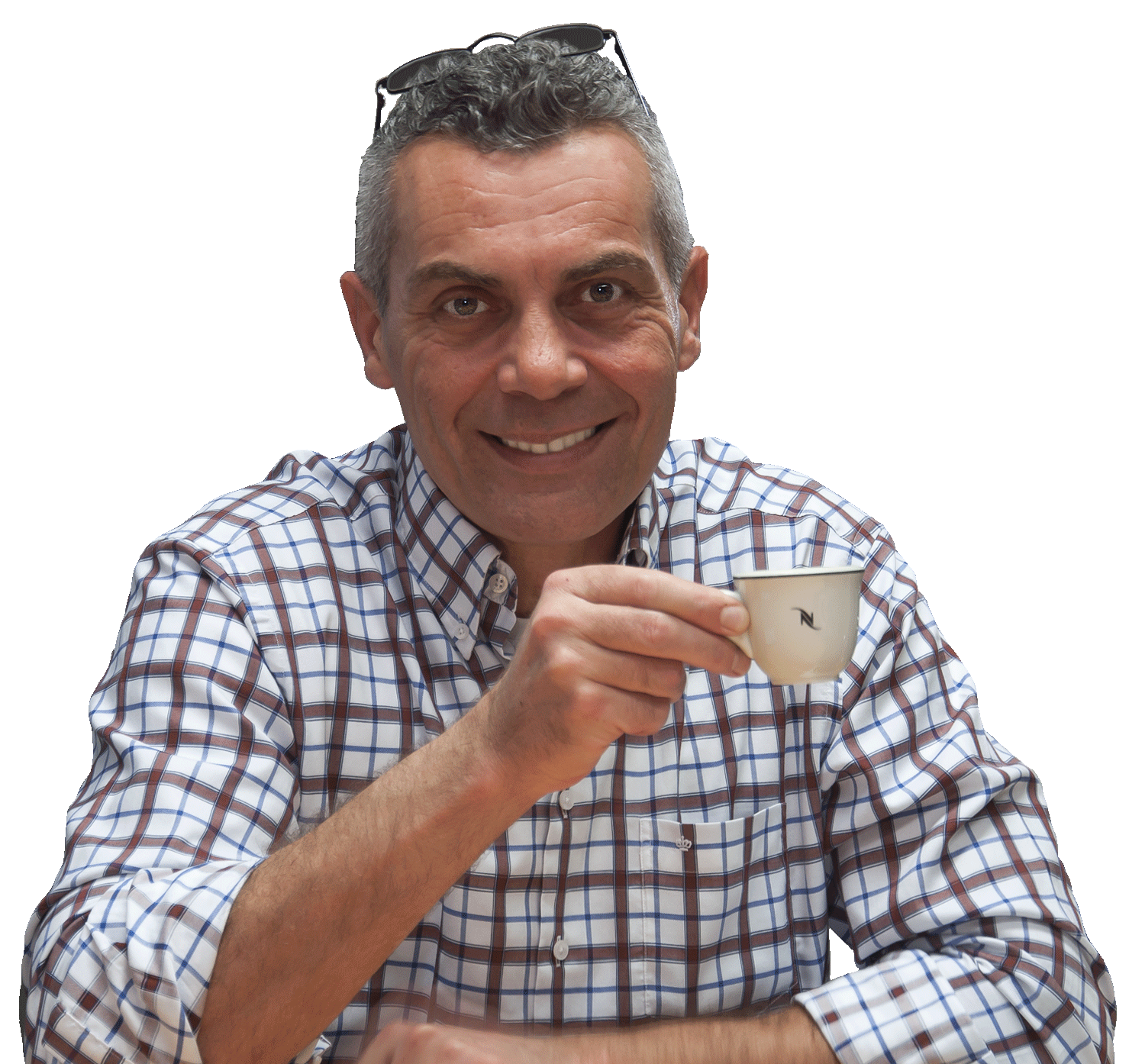 Andreas M. Montemitro mit einem Espresse
