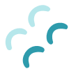 Three teal curved brushstrokes on a white background