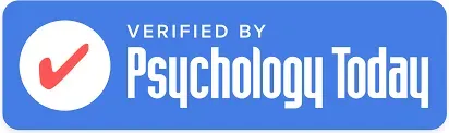 Blue “Verified by Psychology Today” badge with a white checkmark icon on the left.