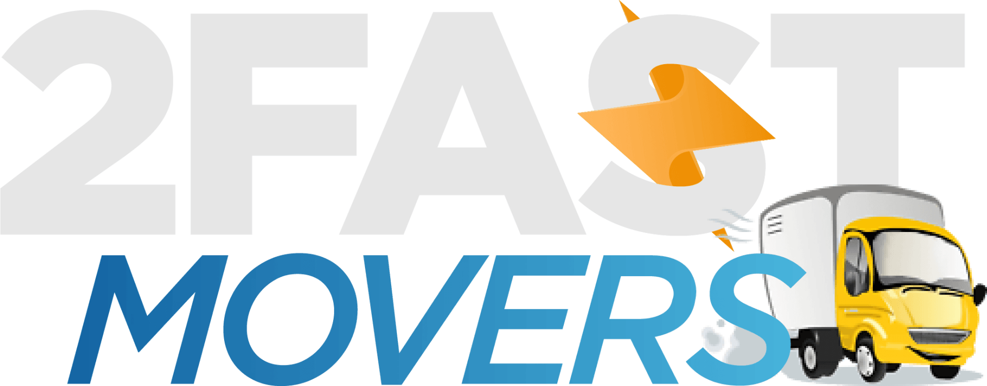 A logo for a company called 2 fast movers with a yellow truck.