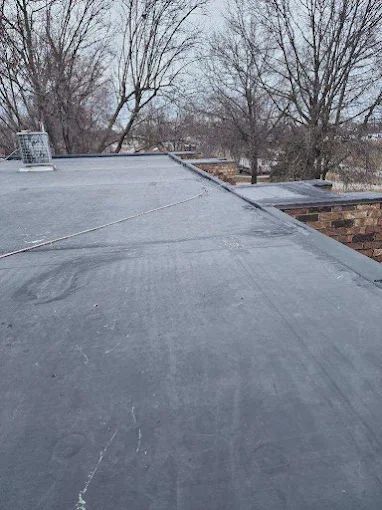 Aerial view of a roofing project