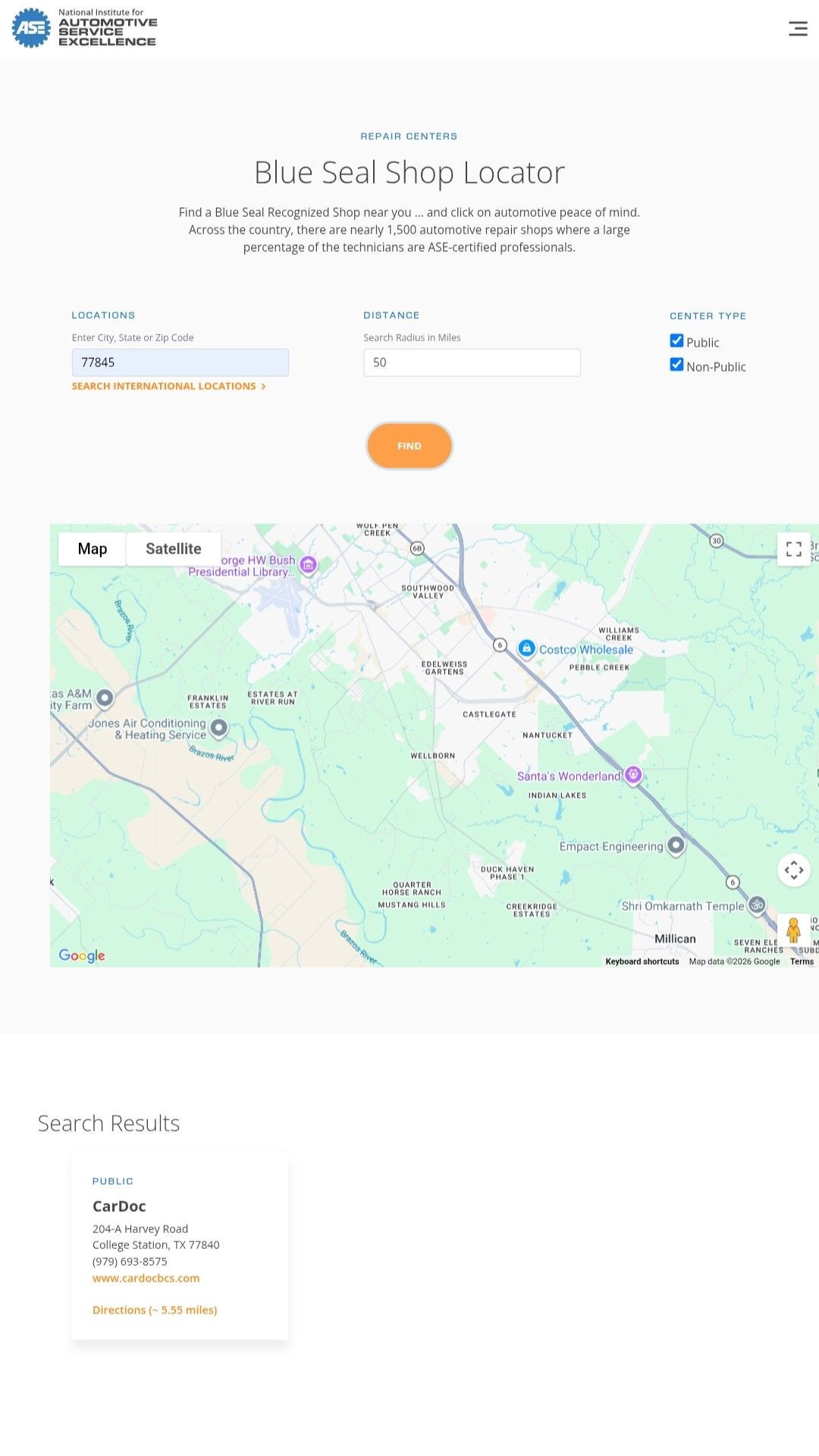 Screenshot showing only one result (CarDoc) for 