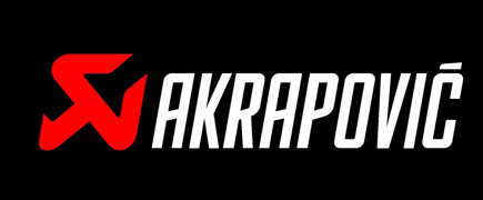 Akrapovič logo in red and white on a black background