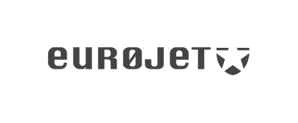 Eurojet logo in black lowercase text with a stylized circular emblem on a white background