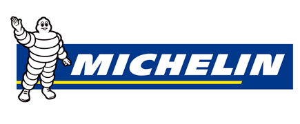 Michelin logo with the Bibendum mascot in white on a blue background