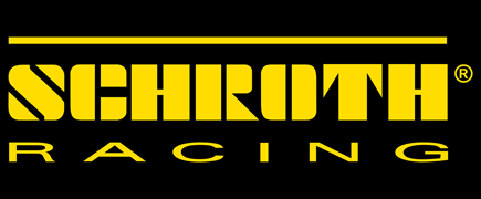 SCHROTH Racing logo in yellow on a black background