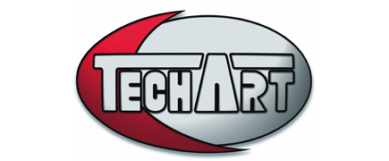 TechArt logo with red and gray oval emblem and stylized black lettering