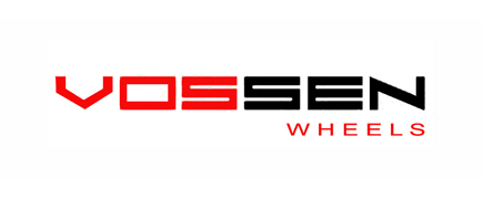 Vossen Wheels logo in red and black on a white backgroundSilver and neon yellow sports car with oversized rear wing parked beside a white wall. | Pacific German