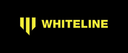 Yellow WHITELINE logo on a black backgroundSilver and neon yellow sports car with oversized rear wing parked beside a white wall. | Pacific German