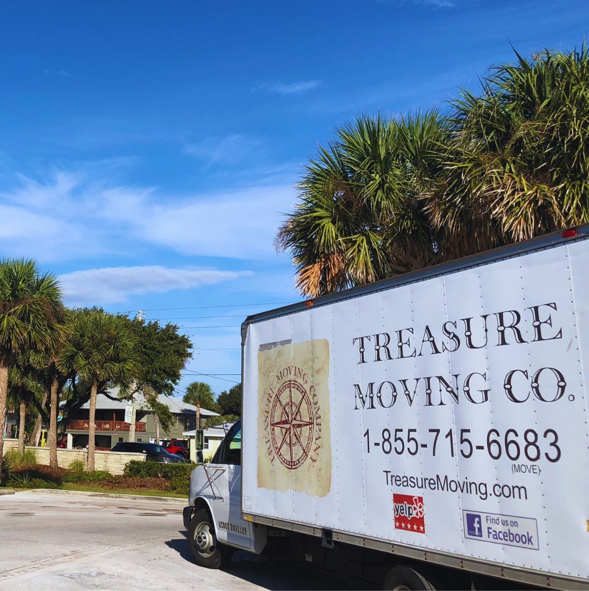 Moving truck labeled 