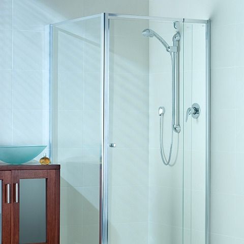 A Bathroom With a Shower Stall and a Sink — Maryborough Bay Glass & Aluminium in Howard, QLD