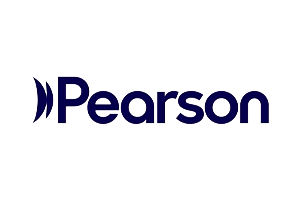 Um logotipo da pearson com um ponto de interrogação dentro de um círculo azul.